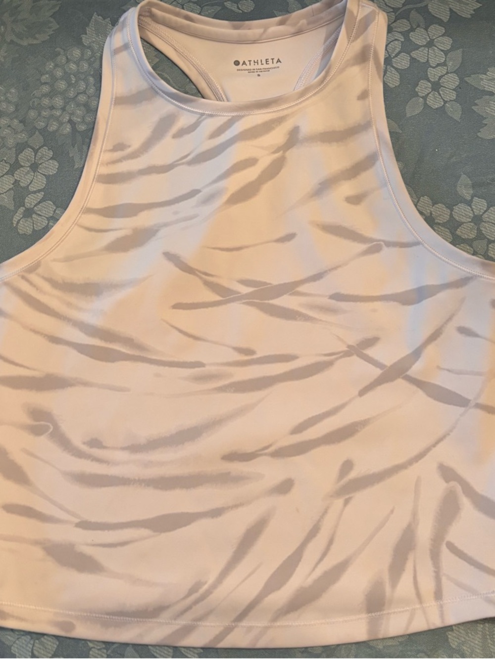 Athleta Shanti Printed Crop Tank Zebra small EUC